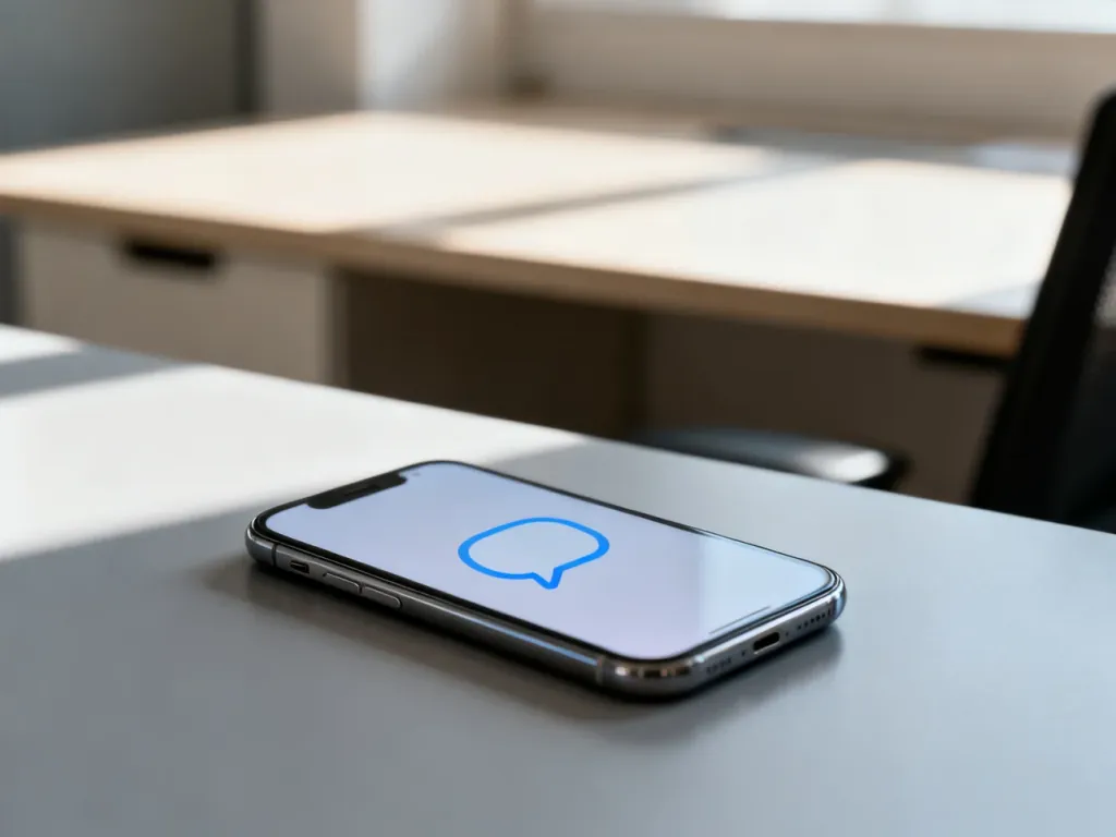 Nowoczesny smartfon z ikoną czatu na ekranie, symbolizujący komunikację w internecie.