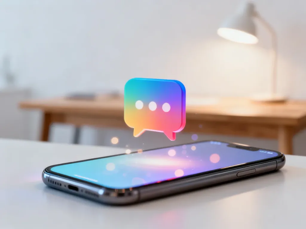 Nowoczesny smartfon z ikoną czatu na ekranie, symbolizujący komunikację w mediach społecznościowych.